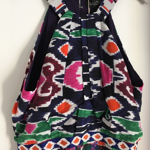 NWT Saloni silk cocktail dress M 10 - Picture 3 of 16